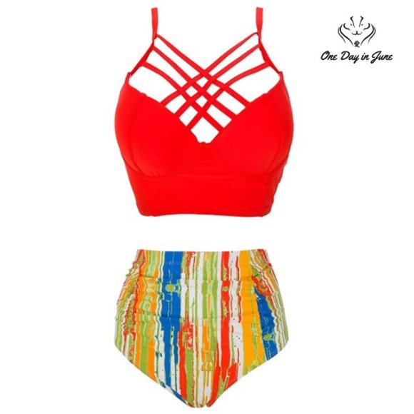 X-HERR Other - Plus Size Strappy High Waist Bikini